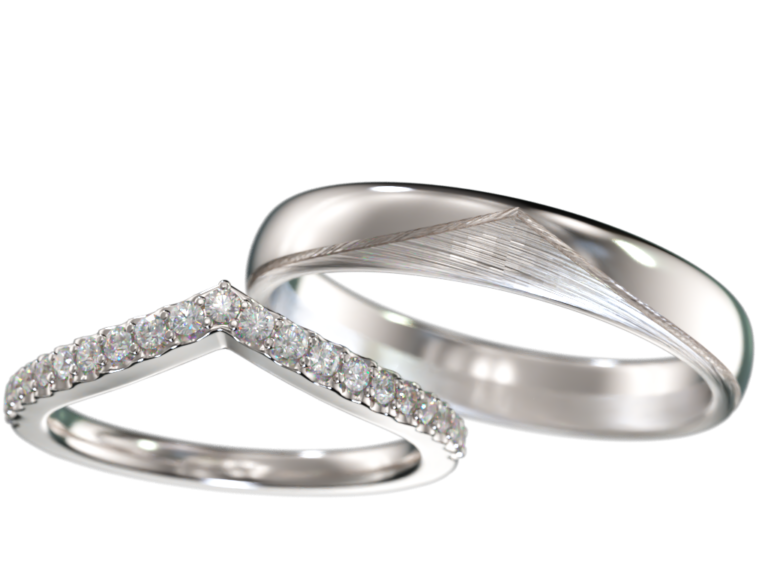 Paire d'alliances diamants "Complément de la bague de fiançailles "