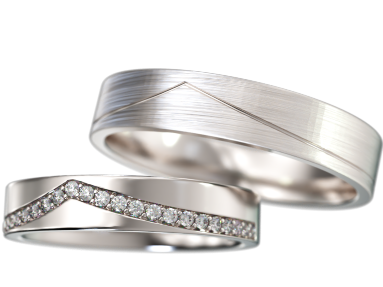 Paire d'alliances ligne de diamants