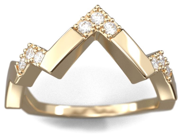 Bague montagne Cimes, Or jaune, pavage de diamants. (Copie)