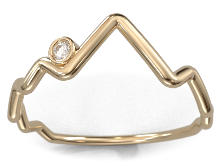 Bague montagne Mini Cimes diamant Or jaune.