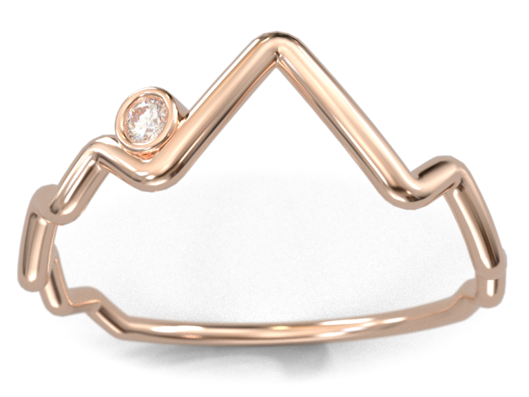 Bague montagne Mini Cimes diamant Or rose.